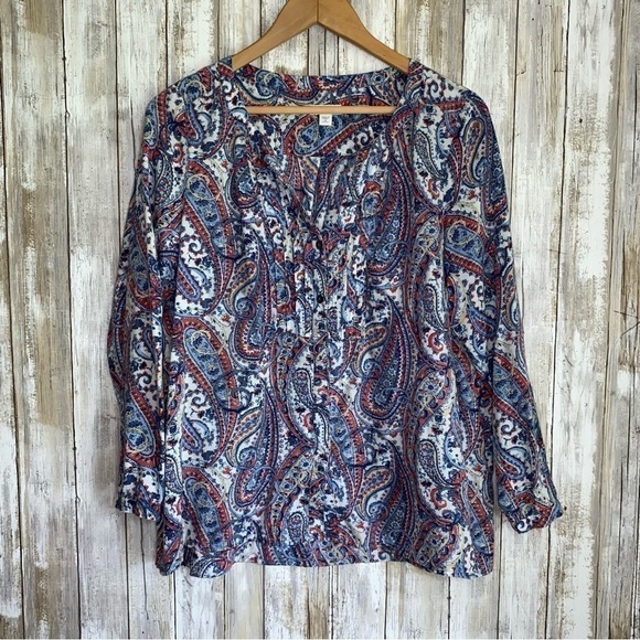 J. Jill Tops - J. Jill Blue Paisley Popover